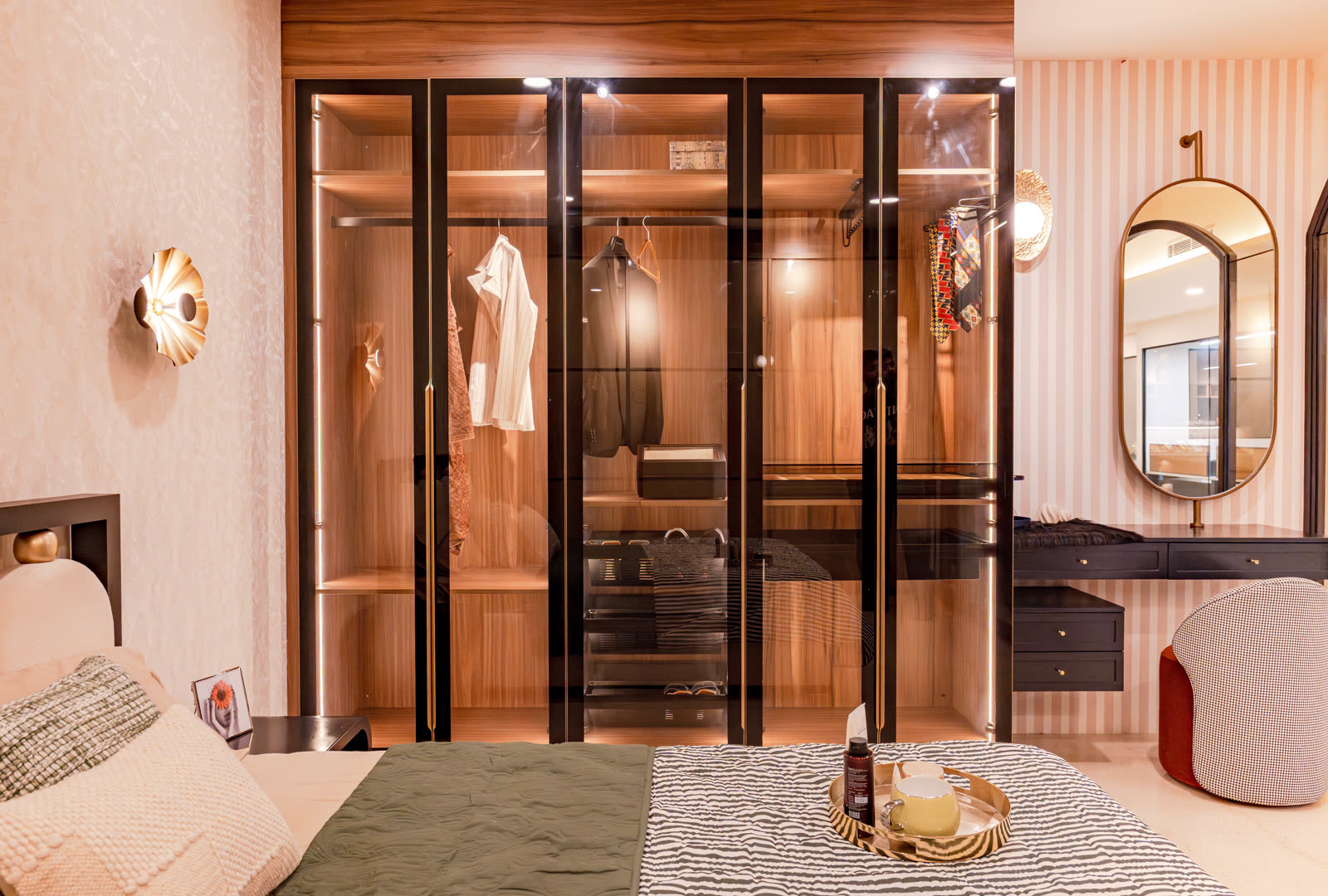 Beige Experience Centre — Master Bedroom — Bedroom · integrated wardrobe wall
